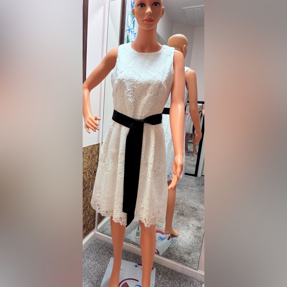 White House Black Market  Lace Fit & Flare Dress with Black Belt NWT Size 2